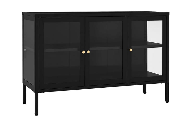 Skänk svart 105x35x70 cm stål och glas - Svart - Sideboard & skänk