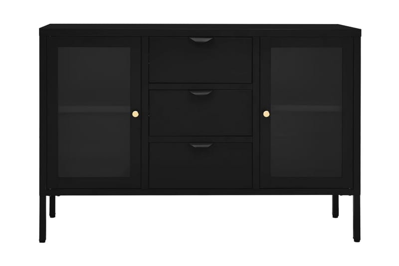 Skänk svart 105x35x70 cm stål och härdat glas - Svart - Förvaring - Förvaringsmöbler - Sideboard & skänk