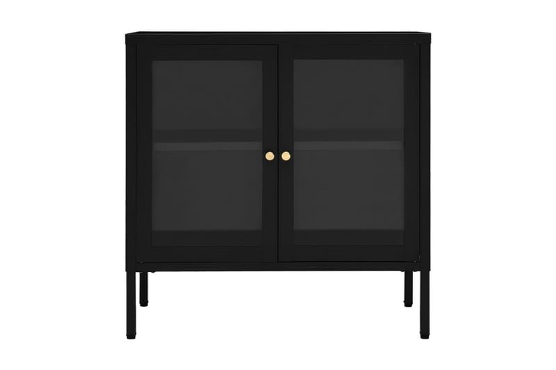 Skänk svart 70x35x70 cm stål och glas - Svart - Sideboard & skänk