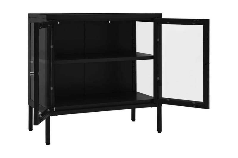 Skänk svart 70x35x70 cm stål och glas - Svart - Sideboard & skänk