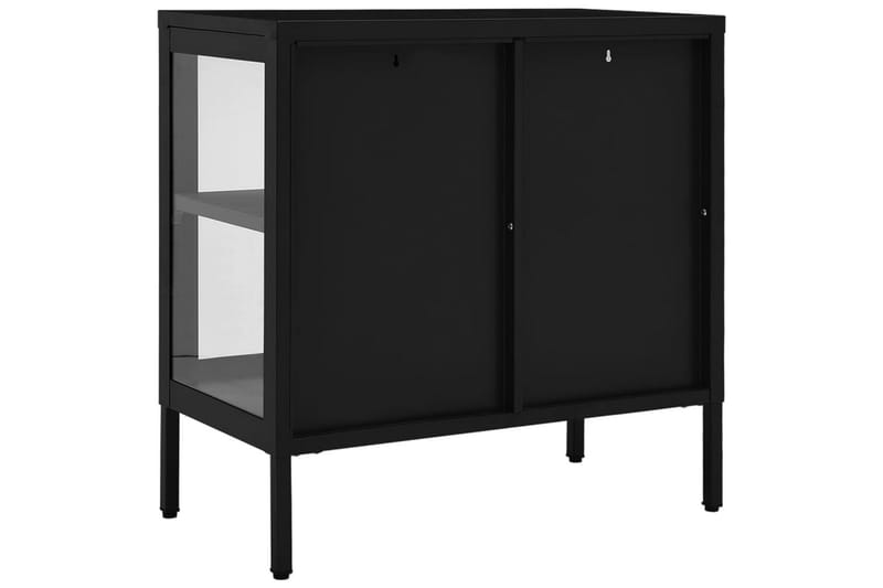 Skänk svart 70x35x70 cm stål och glas - Svart - Förvaring - Förvaringsmöbler - Sideboard & skänk