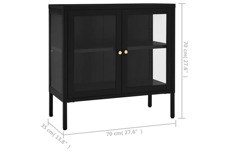 Skänk svart 70x35x70 cm stål och glas - Svart - Sideboard & skänk