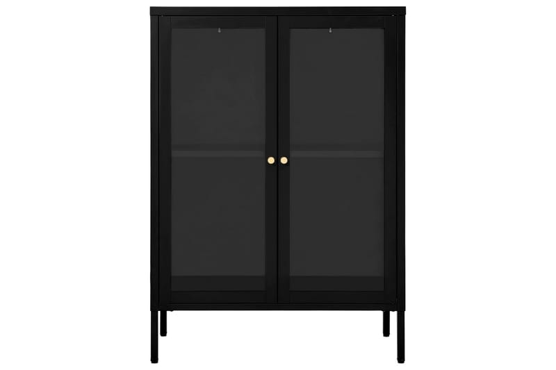 Skänk svart 75x35x105 cm stål och glas - Svart - Förvaring - Förvaringsmöbler - Sideboard & skänk