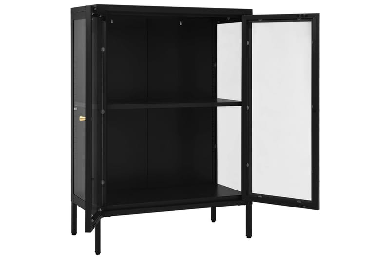 Skänk svart 75x35x105 cm stål och glas - Svart - Förvaring - Förvaringsmöbler - Sideboard & skänk