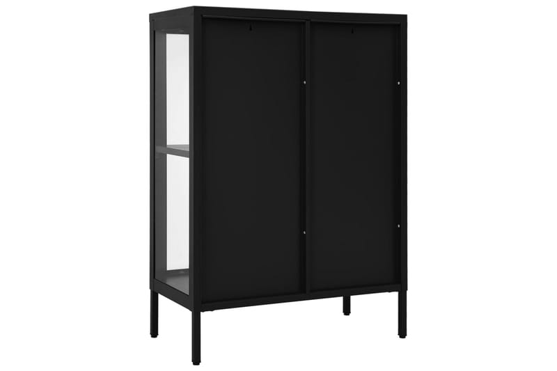 Skänk svart 75x35x105 cm stål och glas - Svart - Förvaring - Förvaringsmöbler - Sideboard & skänk