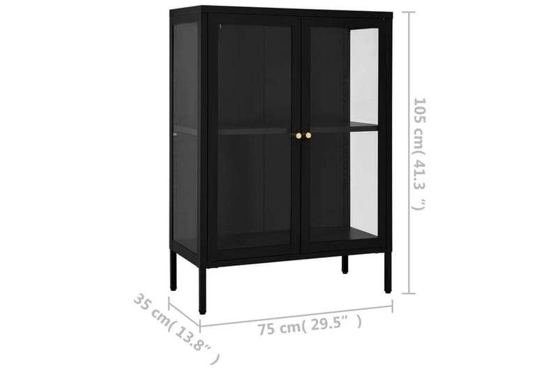 Skänk svart 75x35x105 cm stål och glas - Svart - Förvaring - Förvaringsmöbler - Sideboard & skänk