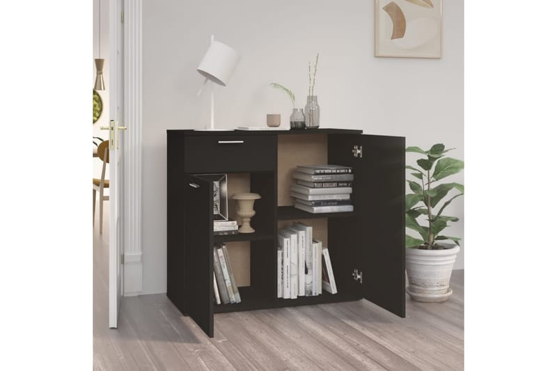 Skänk svart 80x36x75 cm spånskiva - Svart - Förvaring - Förvaringsmöbler - Sideboard & skänk