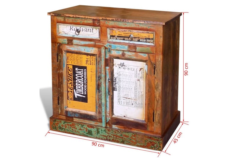 Skänk vintage återvunnet trä 2 lådor 2 luckor - Brun - Förvaring - Förvaringsmöbler - Sideboard & skänk