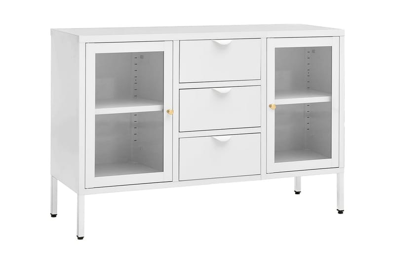 Skänk vit 105x35x70 cm stål och härdat glas - Vit - Sideboard & skänk