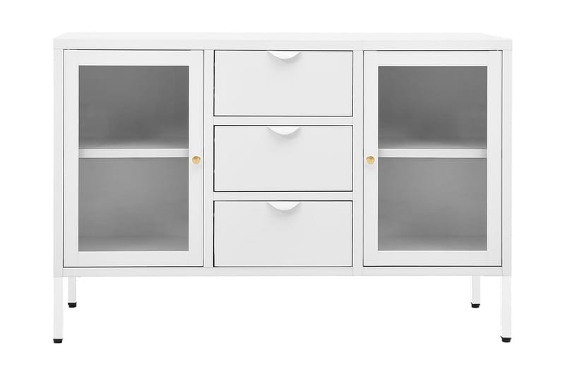 Skänk vit 105x35x70 cm stål och härdat glas - Vit - Förvaring - Förvaringsmöbler - Sideboard & skänk