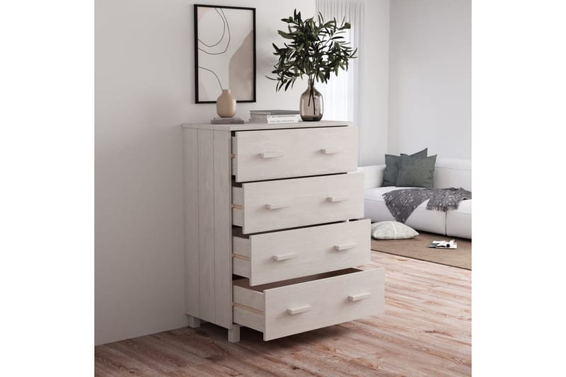 Skänk vit 79x40x103,5 cm massiv furu - Vit - Förvaring - Förvaringsmöbler - Sideboard & skänk