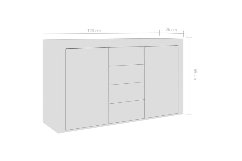 Skänk vit högglans 120x36x69 cm spånskiva - Vit - Sideboard & skänk
