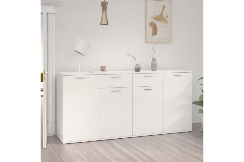 Skänk vit högglans 160x36x75 cm spånskiva - Vit - Förvaring - Förvaringsmöbler - Sideboard & skänk