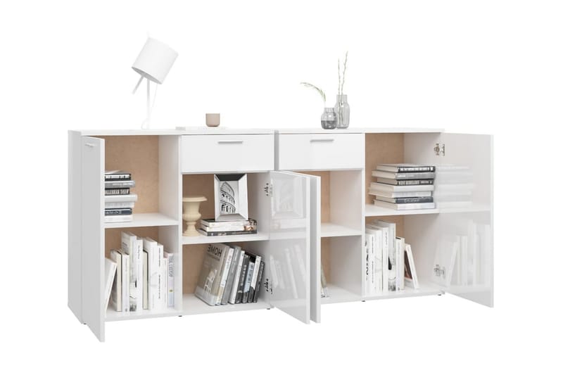 Skänk vit högglans 160x36x75 cm spånskiva - Vit - Förvaring - Förvaringsmöbler - Sideboard & skänk