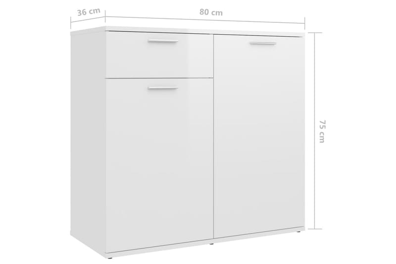 Skänk vit högglans 160x36x75 cm spånskiva - Vit - Förvaring - Förvaringsmöbler - Sideboard & skänk