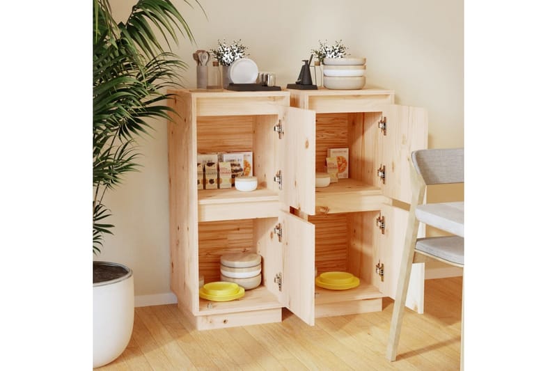 Skänkar 2 st 31,5x34x75 cm massiv furu - Brun - Förvaring - Förvaringsmöbler - Sideboard & skänk