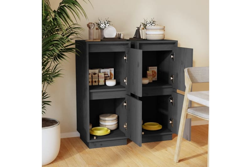 Skänkar 2 st grå 31,5x34x75 cm massiv furu - Grå - Förvaring - Förvaringsmöbler - Sideboard & skänk