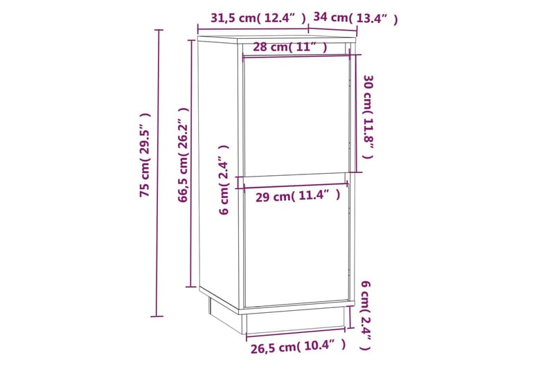 Skänkar 2 st grå 31,5x34x75 cm massiv furu - Grå - Förvaring - Förvaringsmöbler - Sideboard & skänk