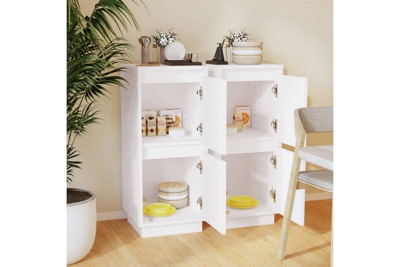Skänkar 2 st vit 31,5x34x75 cm massiv furu - Vit - Förvaring - Förvaringsmöbler - Sideboard & skänk