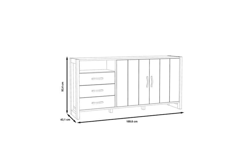 Strumica Sideboard 43x190 cm - Brun/Grå - Förvaring - Förvaringsmöbler - Sideboard & skänk