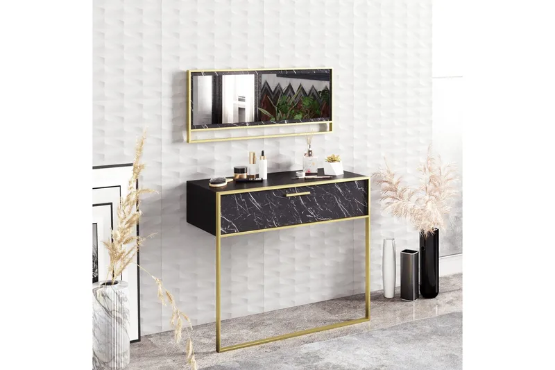 Susia Sideboard 90 cm i Trä med Metallram - Guld|Svart - Förvaring - Förvaringsmöbler - Sideboard & skänk