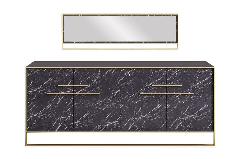 Susia Sidobord 180 cm - Guld|Svart - Sideboard & skänk