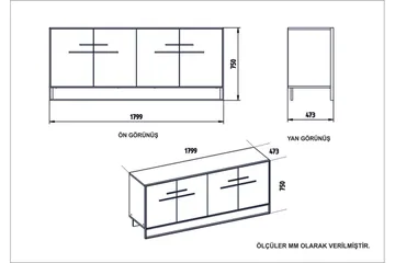 Susia Sidobord 180 cm - Guld|Svart - Förvaring - Förvaringsmöbler - Sideboard & skänk