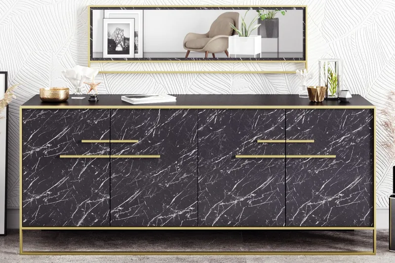 Susia Sidobord 180 cm - Guld|Svart - Förvaring - Förvaringsmöbler - Sideboard & skänk