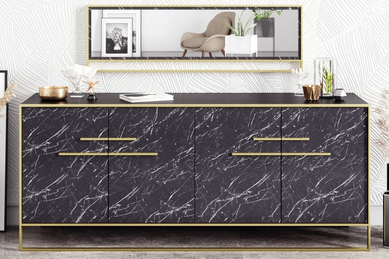 Susia Sidobord 180 cm - Guld|Svart - Förvaring - Förvaringsmöbler - Sideboard & skänk
