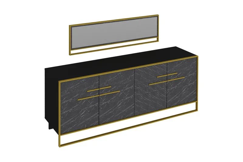 Susia Sidobord 180 cm - Guld|Svart - Förvaring - Förvaringsmöbler - Sideboard & skänk