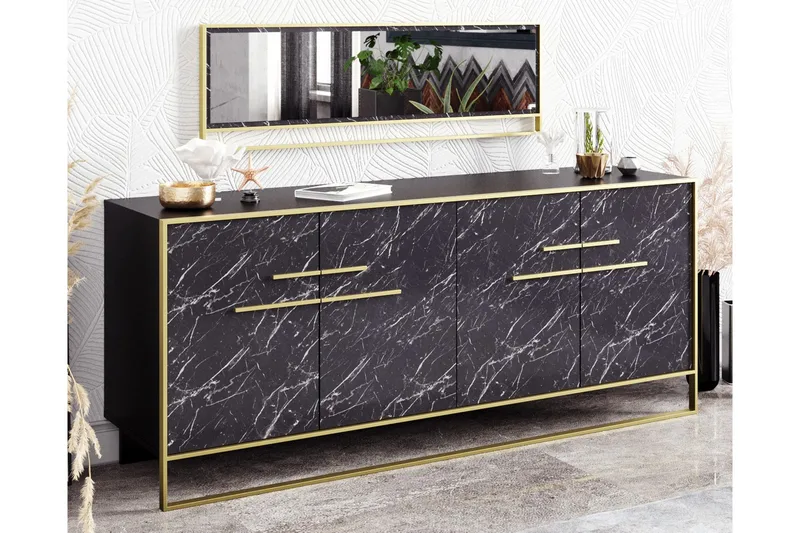 Susia Sidobord 180 cm - Guld|Svart - Förvaring - Förvaringsmöbler - Sideboard & skänk