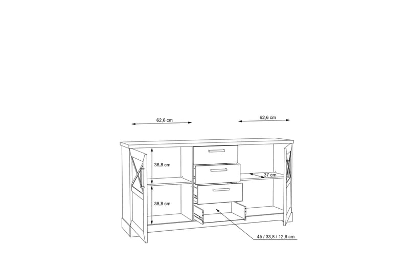 Svetis Sideboard 42x183 cm - Vit - Förvaring - Förvaringsmöbler - Sideboard & skänk