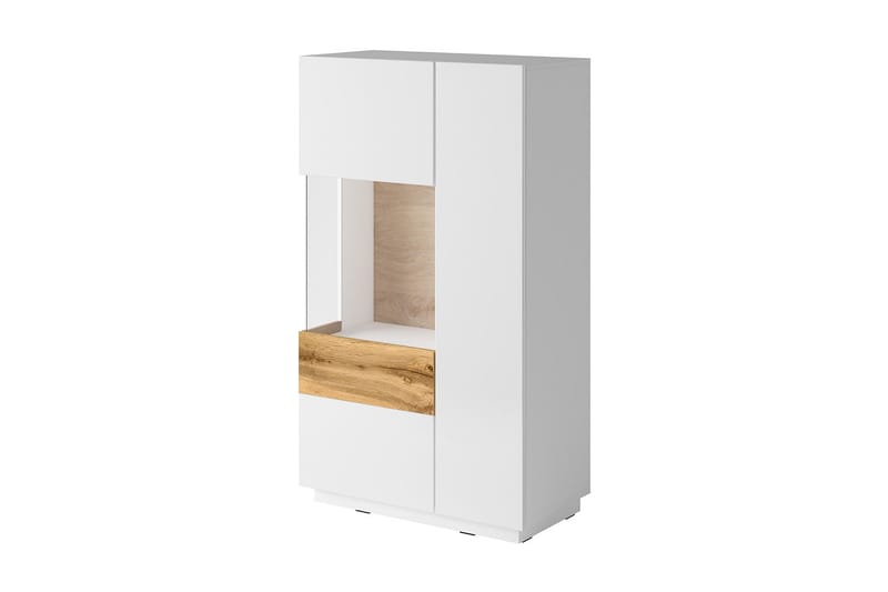 Tomeka Sideboard 80 cm i Trä med Ekutseende, Vit|Beige