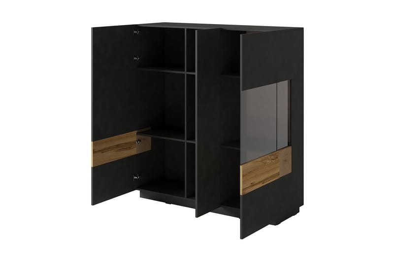 Tomeka Sideboard i Trä med Glasdörr - Svartgrå - Förvaring - Förvaringsmöbler - Sideboard & skänk