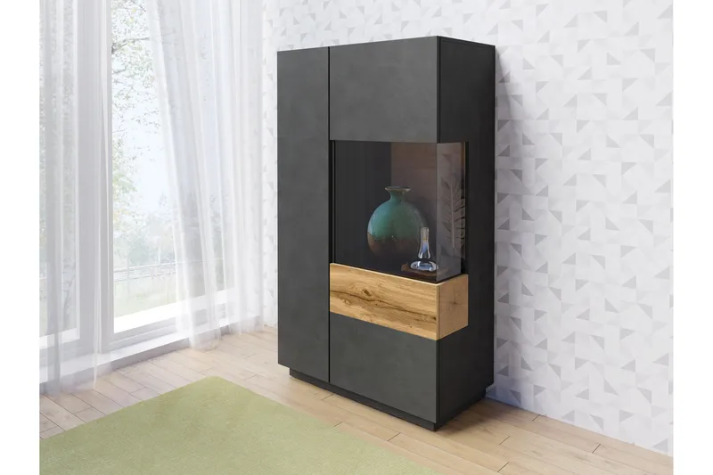 Tomeka Sideboard i Trä med Glasfront - Svart - Förvaring - Förvaringsmöbler - Sideboard & skänk