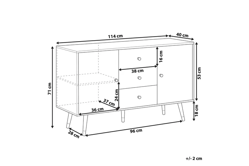 Ulika Skänk 114x40 cm - Ljusbrun - Förvaring - Förvaringsmöbler - Sideboard & skänk