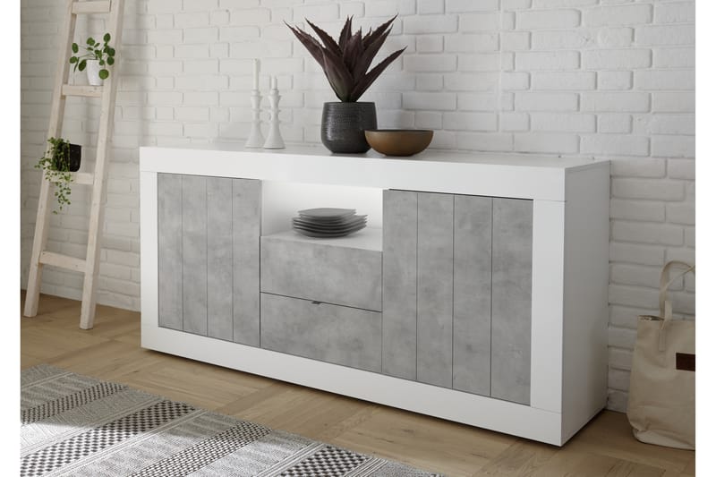 Urbino Skänk 184 cm - Vit/Grå - Sideboard & skänk