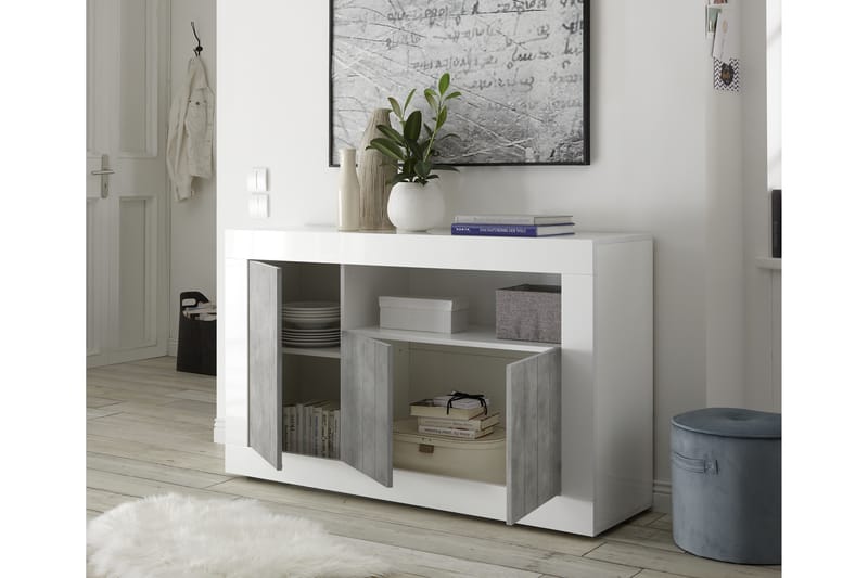 Urbino Skänk Medio 138 cm - Vit/Grå - Sideboard & skänk