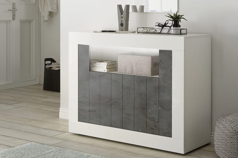 Urbino Skänk Piccolo 110 cm - Vit/Gråmelerad - Sideboard & skänk