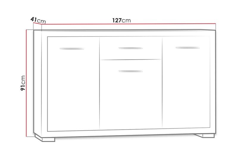 Vegas Skänk 127,5x40,5x91 cm LED-belysning - Beige/Grå - Förvaring - Förvaringsmöbler - Sideboard & skänk