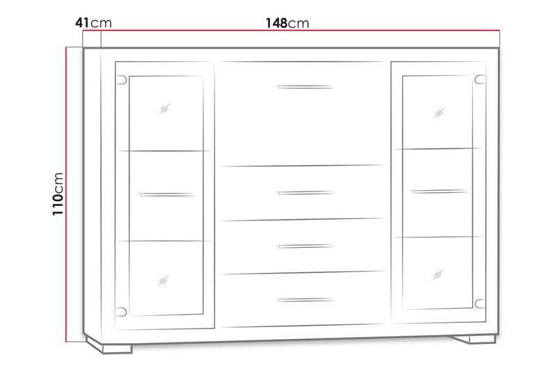 Vegas Skänk 148x40,5x109,5 cm LED-belysning - Beige/Grå - Förvaring - Förvaringsmöbler - Sideboard & skänk