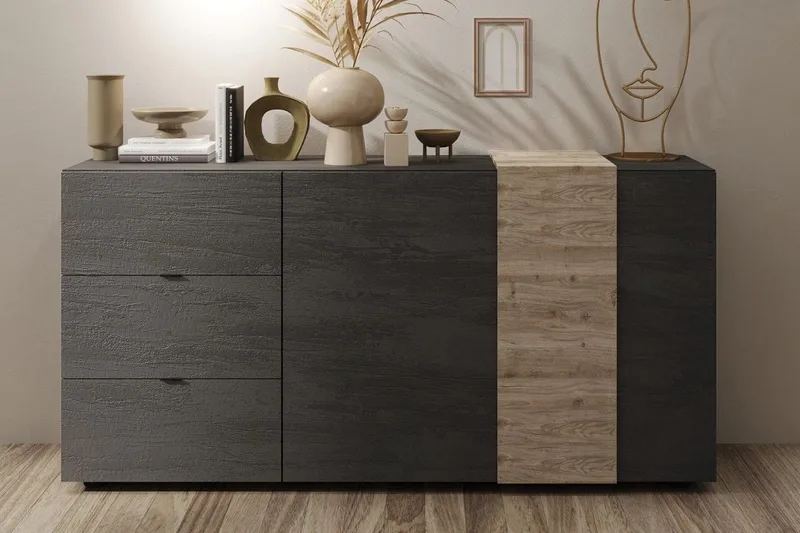 Venrivo Sideboard 44x181x86 cm, Grå/Natur