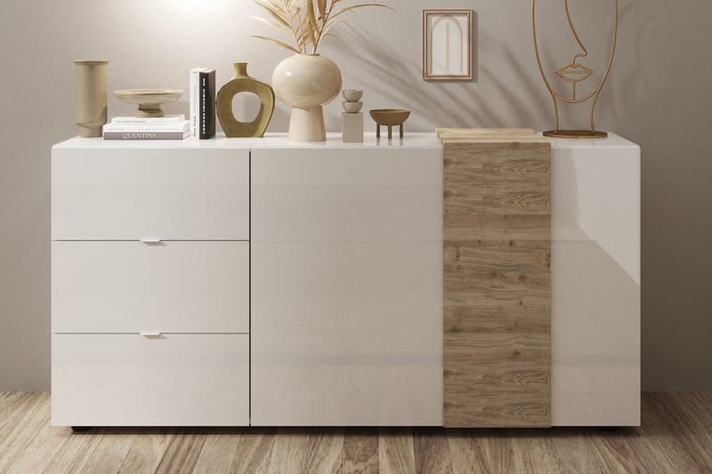 Venrivo Sideboard 44x181x86 cm - Vit/Natur - Sideboard & skänk