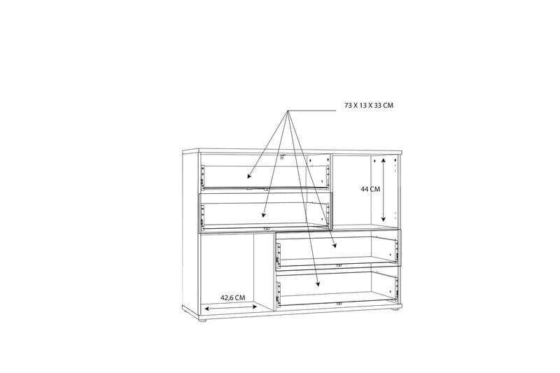 Waunifor Sideboard 41x125 cm - Vit/Brun - Sideboard & skänk