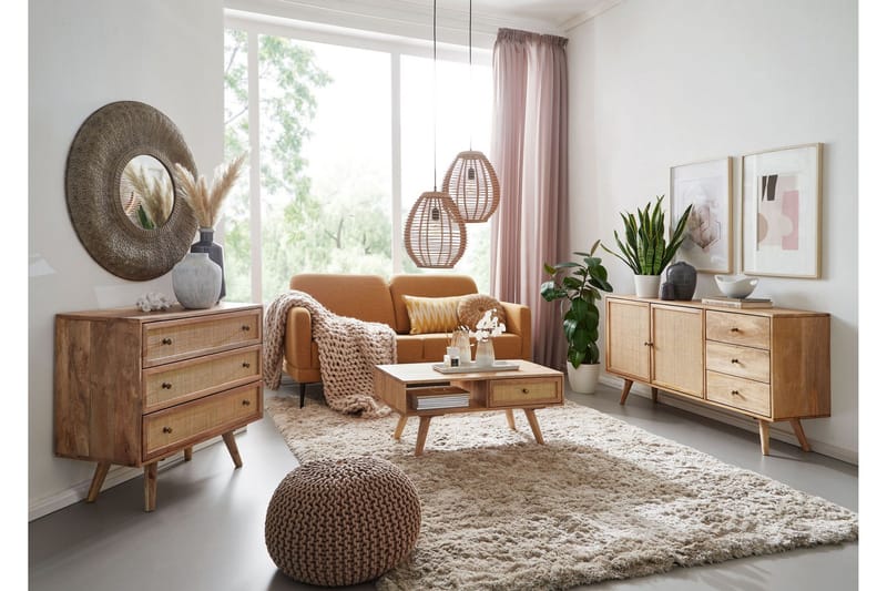 Willowdale Sideboard 140 cm i Trä med Rottingdörr - Brun - Förvaring - Förvaringsmöbler - Sideboard & skänk