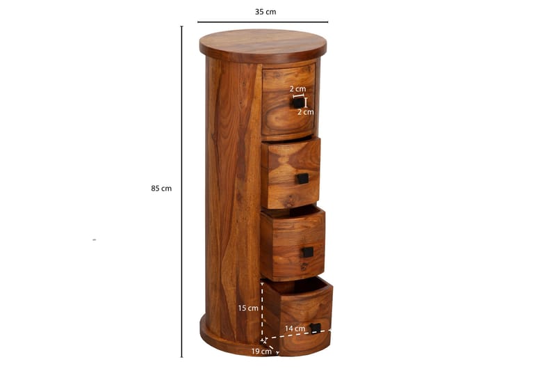 Willowdale Sideboard 35 cm 4 Lådor Runt - Brun - Förvaring - Förvaringsmöbler - Sideboard & skänk