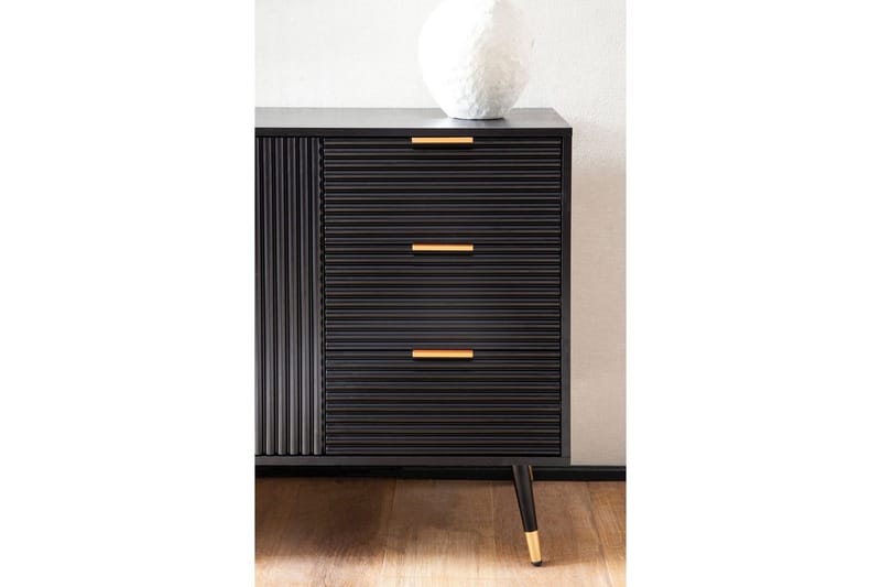 Sideboard Wohnling Folierad spånskiva ekoptik 120 cm 2 dörrar 3 lådor modern - Möbler - Bord & matgrupper - Avlastningsbord - Brickbord & småbord