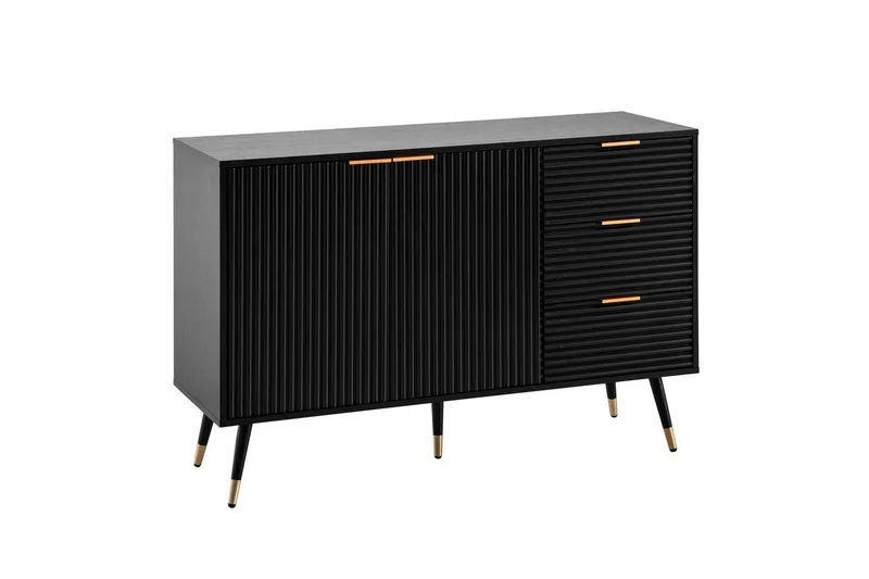 Sideboard Wohnling Folierad spånskiva ekoptik 120 cm 2 dörrar 3 lådor modern, undefined