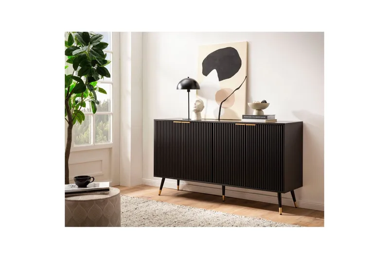 Sideboard Wohnling Folierad spånskiva ekoptik 150 cm 4 dörrar modern - Möbler - Bord & matgrupper - Avlastningsbord - Konsolbord & sidobord