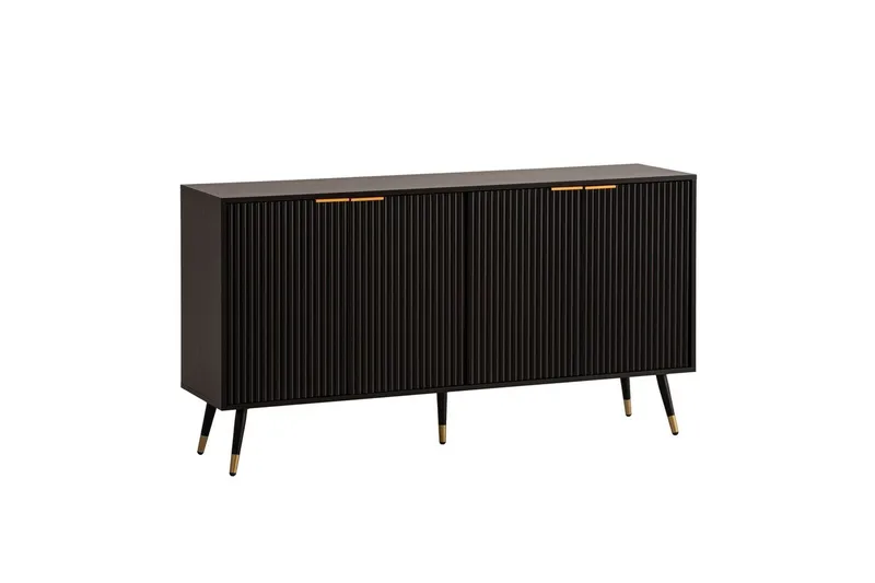Sideboard Wohnling Folierad spånskiva ekoptik 150 cm 4 dörrar modern, undefined